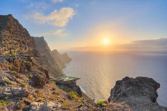 Photo art by Michael Valjak: evening twilight over Gran Canaria with coastline view