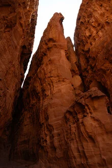 Photo art by Tal Paz-Fridman: tall sandstone pillars in the Negev under sunlight