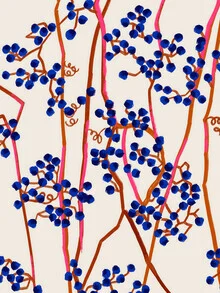 Illustration von Uma Gokhale: Beeren und botanische Elemente in sanften Farben
