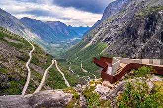 Photo art by Achim Thomae: panoramic view of the Trollstigen road in Norway