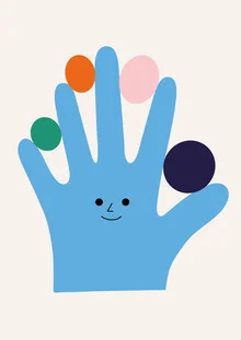 Illustration von Susann Stefanizen: bunte Hände und fröhliche Bälle in lebhaften Farben