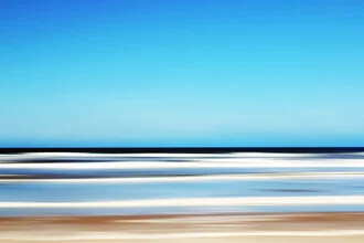 Photo art featuring a bright turquoise sea with gentle waves