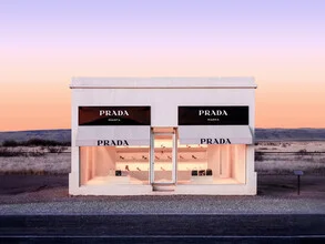Photo art by Gal Pittel: evening mood with colorful sky over a Texan storefront