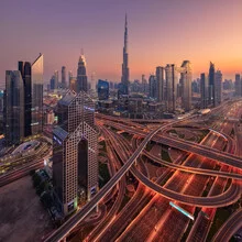 Photo art by Achim Thomae: Dubai skyline at sunset with skyscrapers