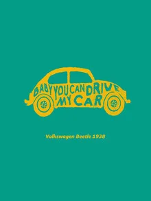 Wall art by Ania Więcław: stylized illustration of a 1938 Volkswagen Beetle