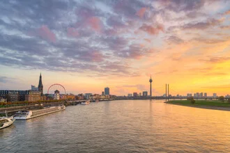 Photo art by Michael Valjak: Düsseldorf skyline at sunset with soft colors