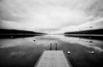 Photo art by Christellea Landais: calm morning at Lake Annecy in black and white