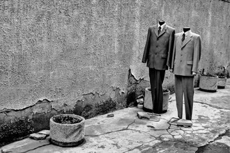 Photo art by Ana Fieres: two people in suits on the street in Sofia.