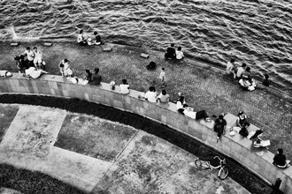 Photo art by Jagdev Singh: People by the Chao Phraya River in a relaxed atmosphere