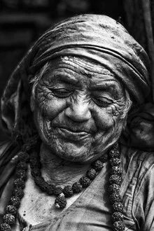 Photo art by Jagdev Singh: older lady with smiling wrinkles in Nepal
