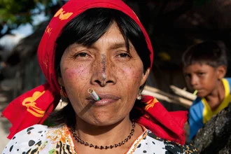 Photo art by Sarah Hrapia: Women celebrating at the Chicha Festival in Panama.