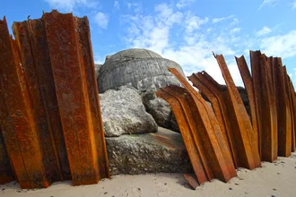 Photo art by Holger Ostwald: rusty bunker on the Danish coast