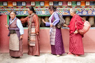 Photo art by Jagdev Singh: Monk praying in front of a Buddhist monastery in Nepal