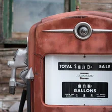 Photo art by Olivier Beyssac: old fuel dispenser in a calm setting