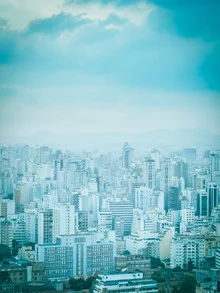 Photo art by Johann Oswald: city view at dusk in soft blue tones
