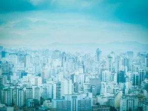 City photo art by Johann Oswald: blue night skyline of Sao Paulo.