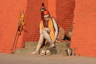 Photo art of a Sadhu at Pashupatinath premises, meditating peacefully.