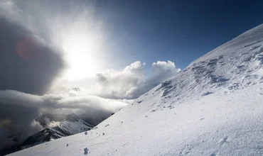 Photo art by Christian Schipflinger: sunset over the glacier in Tyrol