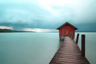 Boathouse and thunderstorm - Fineart photography by Franz Sussbauer