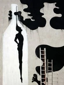 Photo art by Anuschka Wenzlawski: monochrome bottle on a wall