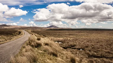 Photo art by Stefan Glatzel: serene road scene on the Isle of Lewis with clouds