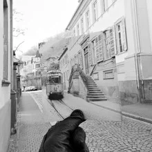 Photo art by Sophia Frohmuth: black-and-white image of Haus Buhl in Heidelberg