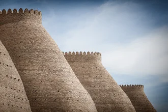 Photo art by Jeanette Dobrindt: historical city wall in Bukhara, soothing colors