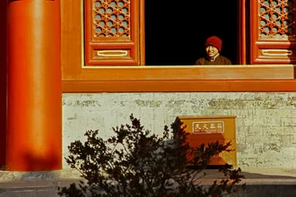 Photo art by Gloria Jansen: friendly view of the Forbidden City in Beijing.