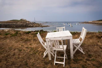 Photo art by Monika Schwager: serene coastal landscape with a view of the Atlantic Ocean.