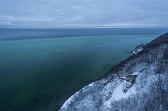 Beautiful snowy landscape at the chalk coast of Rügen