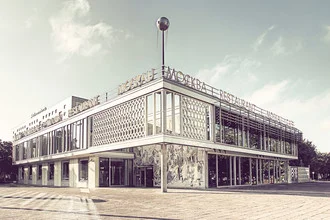 Photo art by Michael Belhadi: symmetrical view of Cafe Moskau in Berlin