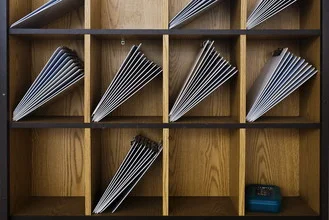 Photo art by Jeff Seltzer: a simple and calm depiction of a mail inbox