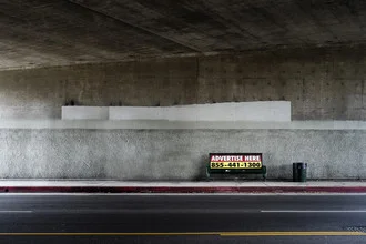 Photo art by Jeff Seltzer: minimal advertisement in an urban setting