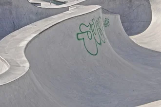 Photo art by Marc Heiligenstein: concrete waves in a Hamburg skatepark