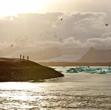 Sunset at the famous glacier lagoon at Jokulsarlon - Iceland - fotokunst von Markus Schieder
