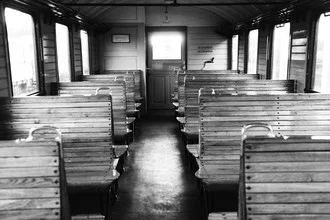 Photo art by Falko Follert: vintage train compartment with a nostalgic vibe