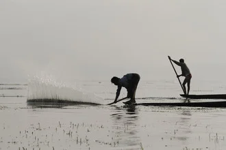 Photo art by Michael Belhadi: Fisherman on Inle Lake in Myanmar