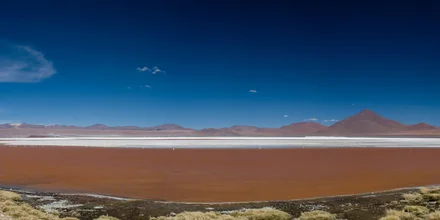 Beautiful photo art capturing the serene view of Laguna Colorada in Bolivia.