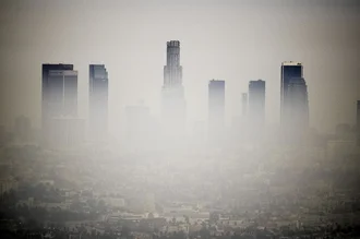 Moodful photo art by Lars Jacobsen: the Los Angeles skyline at dusk.