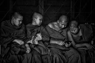 Photo art by Ingetje Tadros: Monks in a friendly community in Chiang Mai