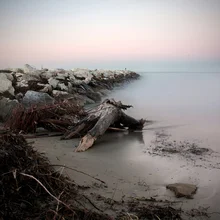 Photo art by Emiliano Grusovin: calm coastal landscape at sunset in Rimini