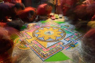 The birth of a Tibetan sand mandala in Mustang - Fineart photography by Dirk Steuerwald