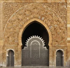 Photo art by Renate Reichert: Hassan II Mosque in Casablanca at sunset