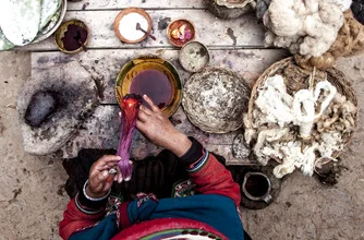 Photo art by Davide Carnevale: handmade scarf from Peru in vibrant colors