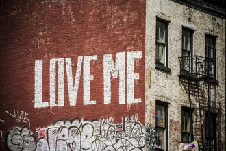 Photo art by Daniel Schoenen: graffiti on a street wall in New York