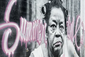 Photo art by Daniel Schoenen: graffiti on a wall in Brooklyn, capturing summer vibes.