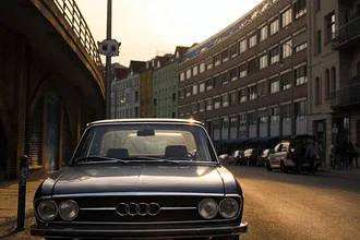 Photo art by Gregor Teggatz: classic car in a lively setting.