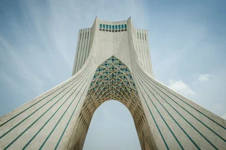 Photo art by Chris Blackhead: Azadi Tower in Tehran under a clear sky