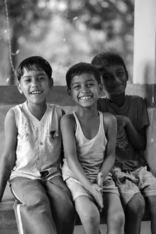 Photo art by Markus Hertrich: black-and-white portrait of a boy in Bangladesh