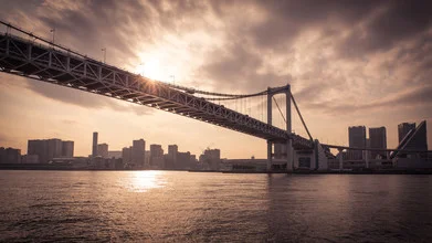 Photo art by Manuel Kürschner: Rainbow Bridge in Tokyo at sunset.